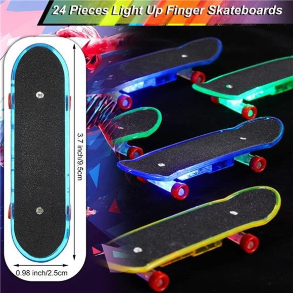 24 Pcs Light up Finger Skateboards Collectible Fingerboards LED Mini Skateboard - Picture 3 of 7